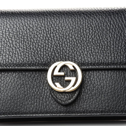 Gucci Dollar Calfskin Interlocking G Chain Wallet Black 9 of 9