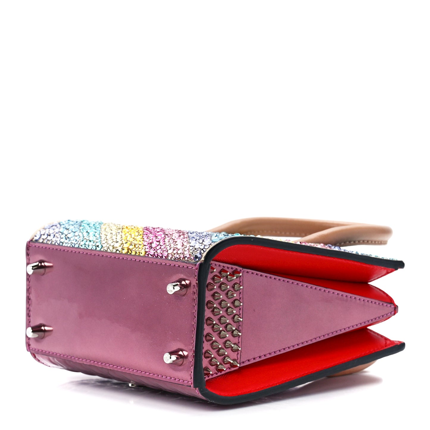 Calfskin Crystal Nano Paloma Rainbow