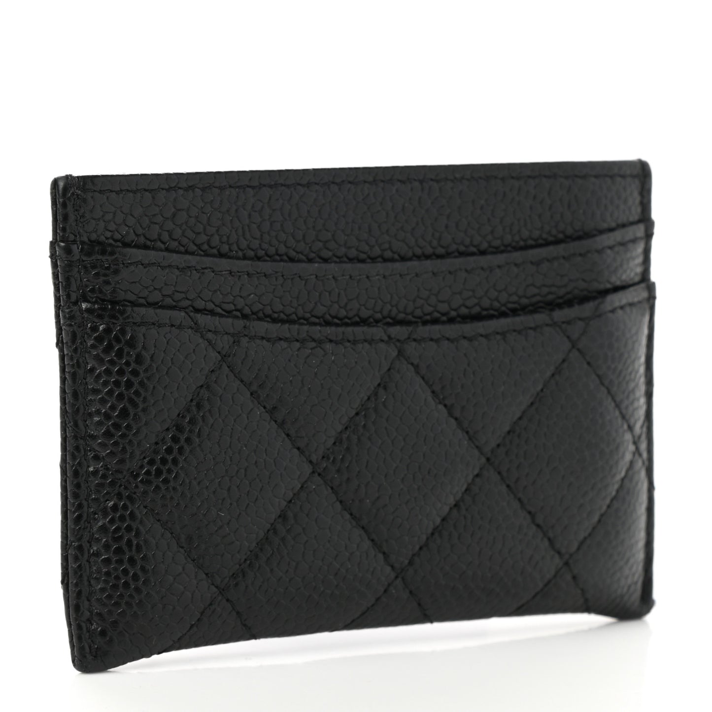 Caviar Quilted Card Holder Black