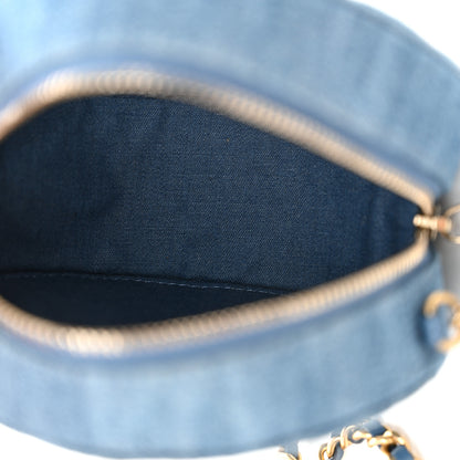 Chanel Denim Quilted Round Pearl Crush Clutch With Chain Blue 5 of 11
