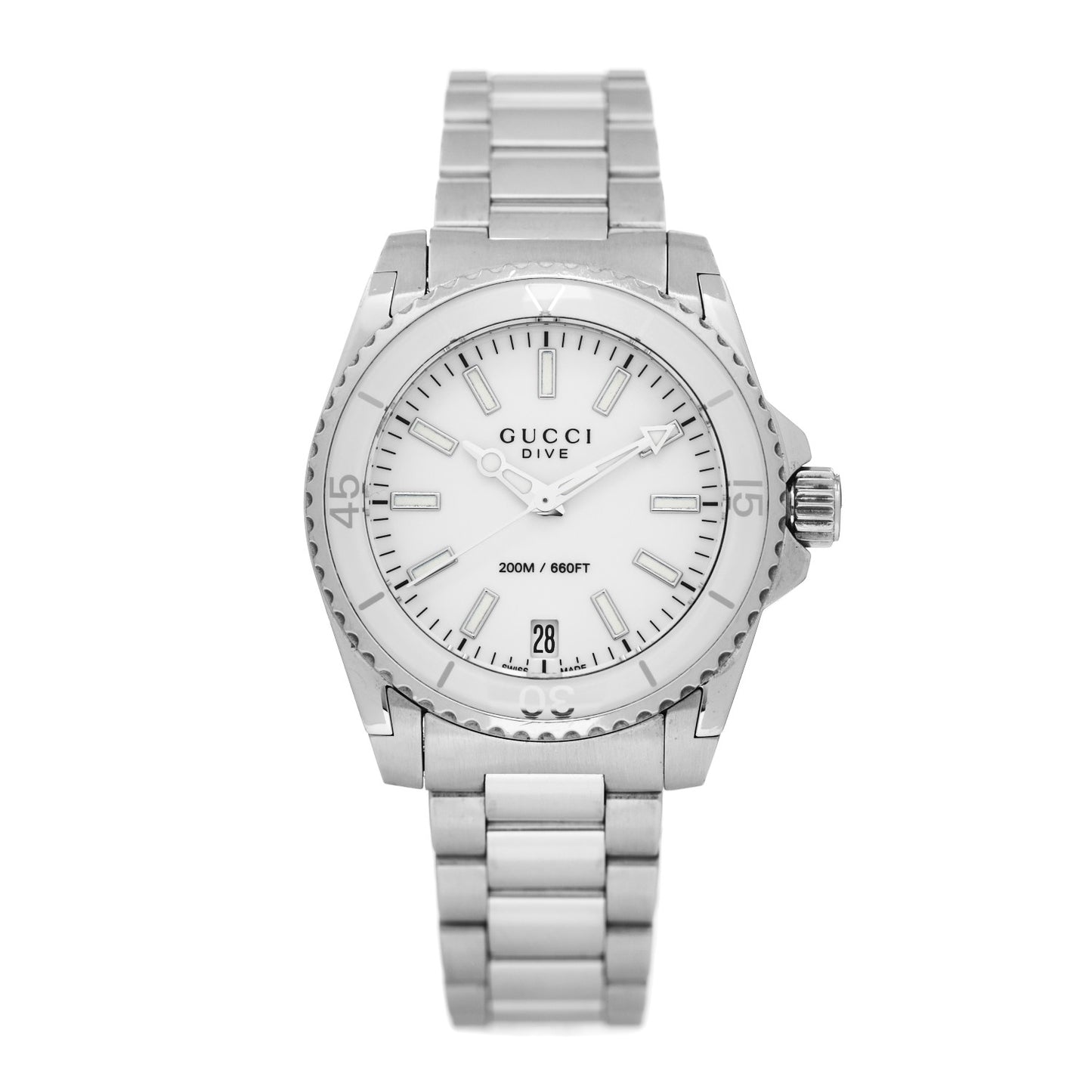 Stainless Steel 32mm Dive Quartz Watch White