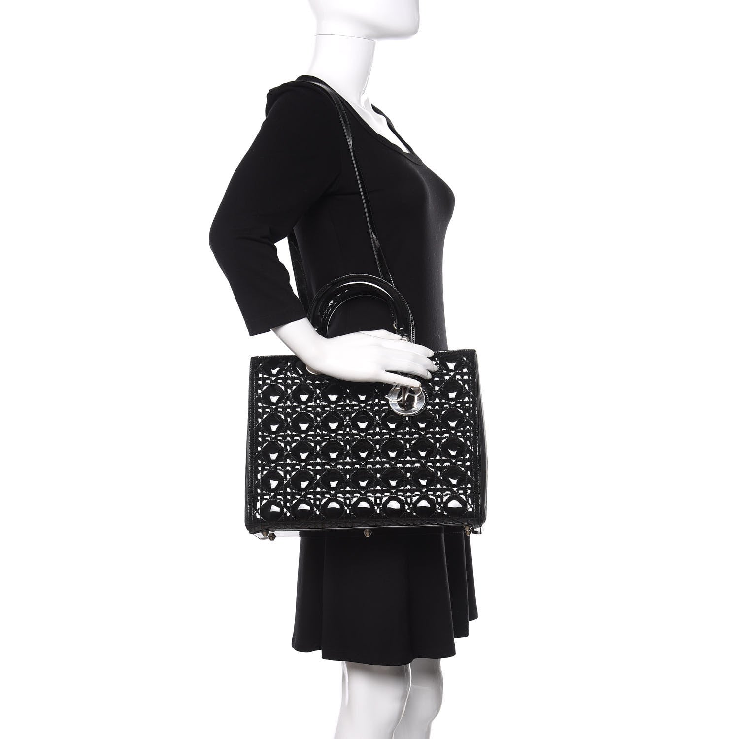 Christian Dior Patent Cannage Large Lady Dior Black 2 of 10