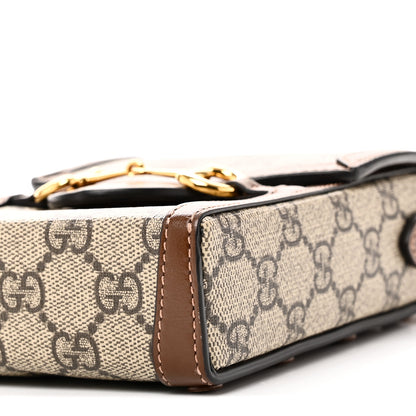 Gucci GG Supreme Monogram Mini Horsebit 1955 Crossbody Bag Beige Brown Sugar 9 of 9