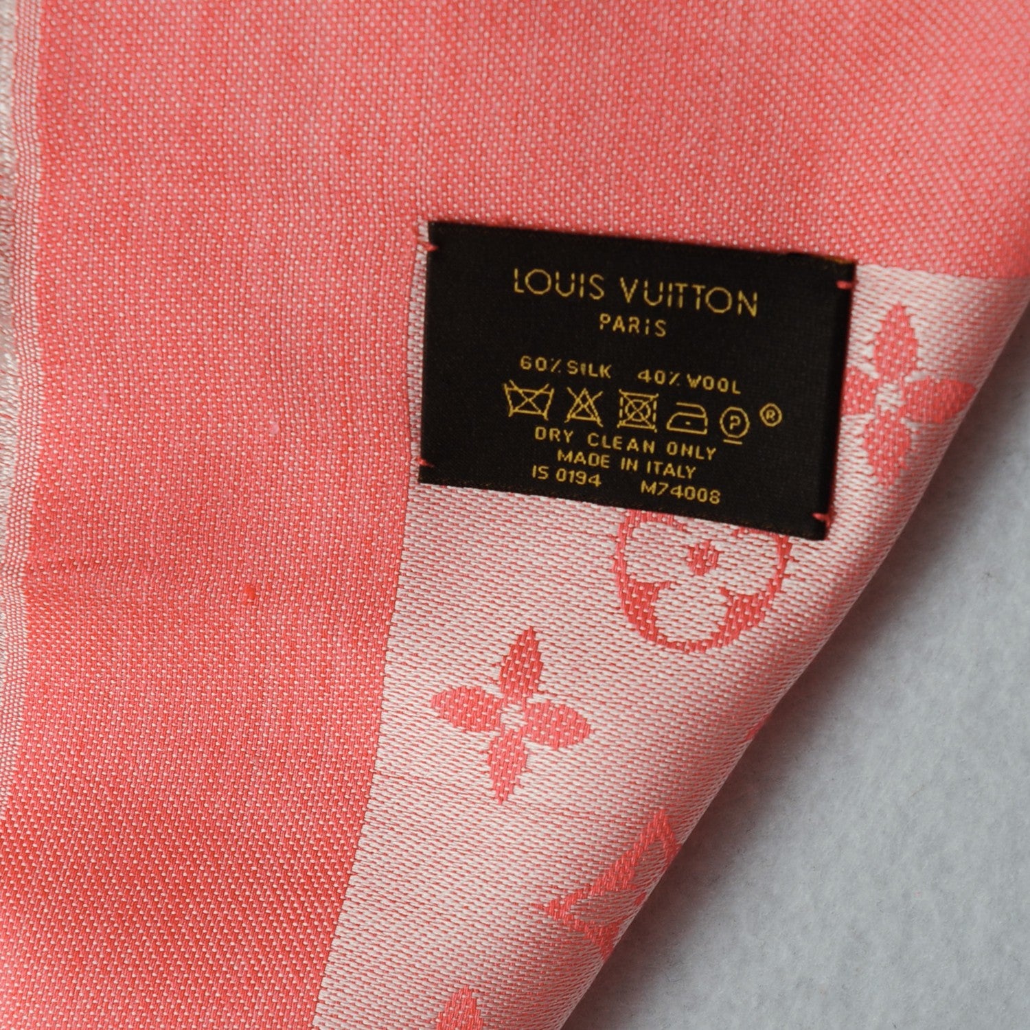 Louis Vuitton Silk Wool Monogram Denim Shawl Pivoine 5 of 5