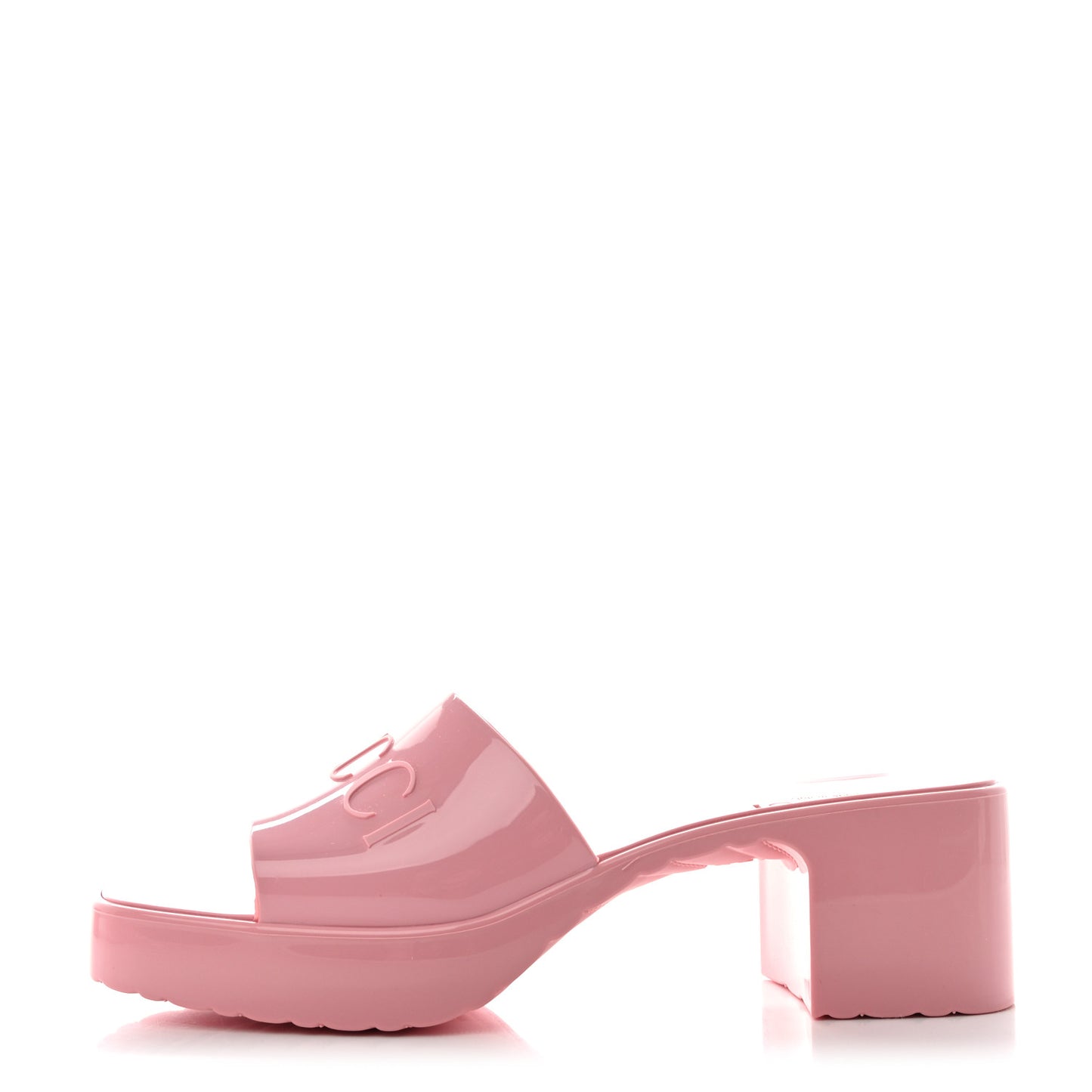 Rubber Gucci Logo Womens Platform 20/60mm Slide Sandals 37 Wild Rose