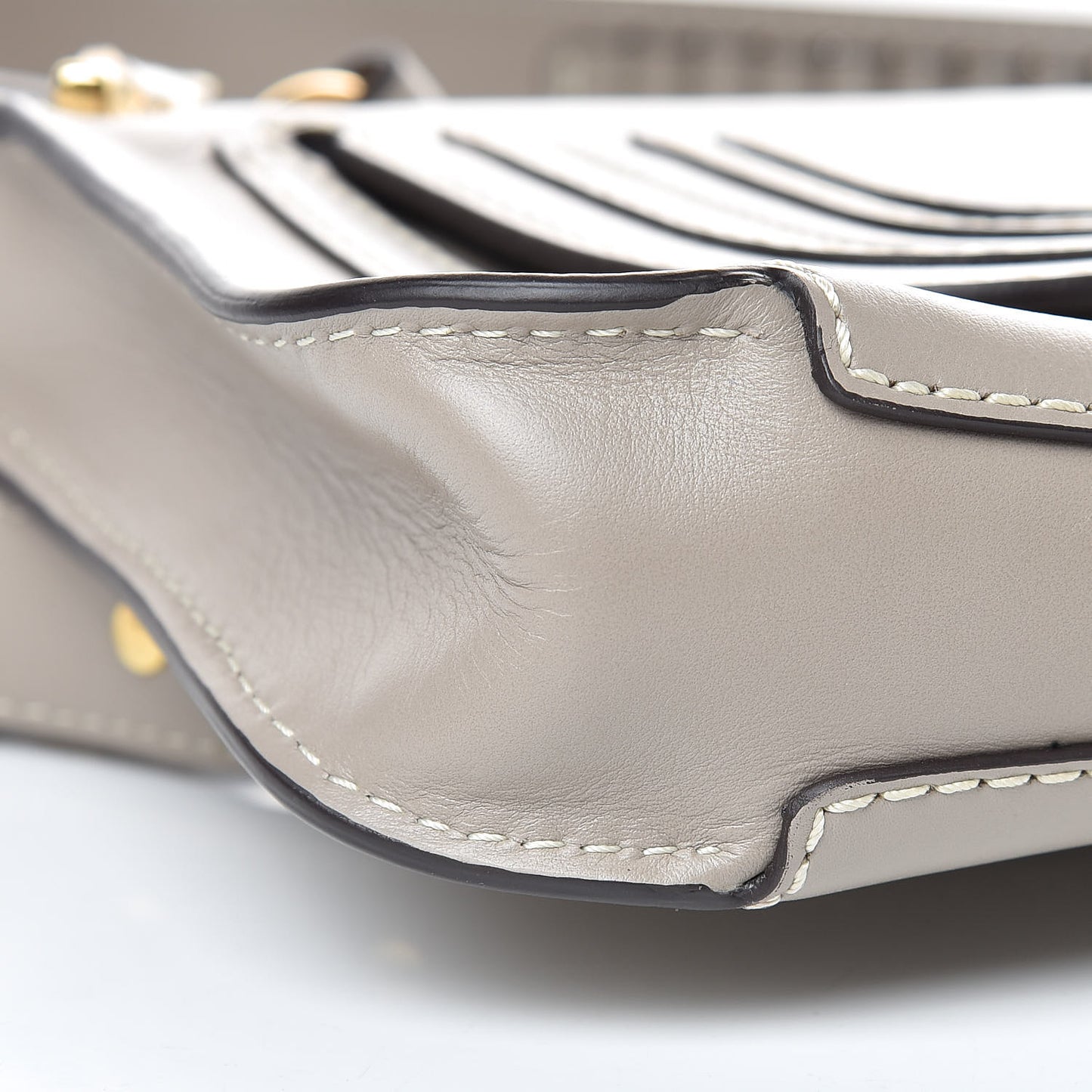 Shiny Calfskin Small Marcie Saddle Shoulder Bag Motty Grey