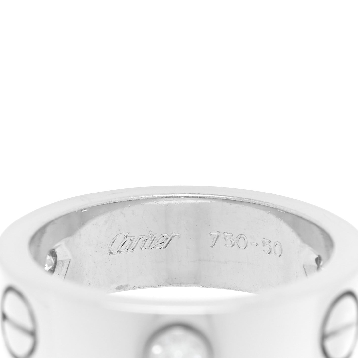 18K White Gold 3 Diamond 5.5mm LOVE Ring 50 5.25
