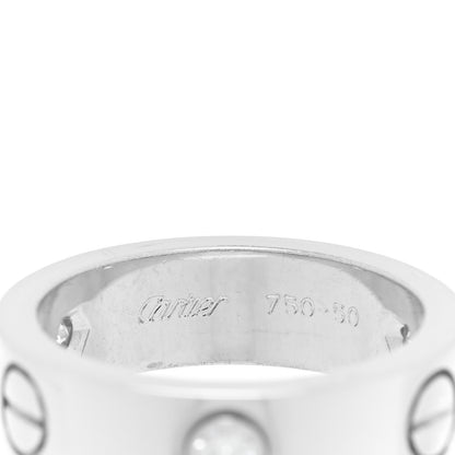 Cartier 18K White Gold 3 Diamond 5.5mm LOVE Ring 50 5.25 4 of 5