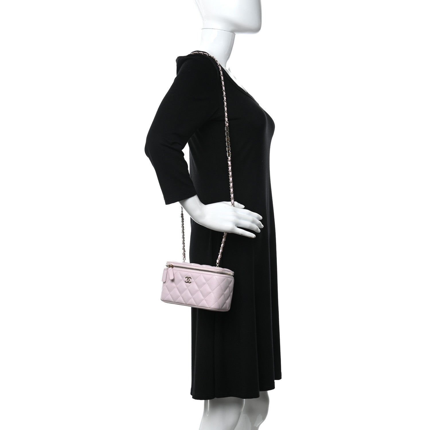 Chanel Caviar Quilted Small Tiny CC Vanity Case With Chain Light Pink 2 of 11