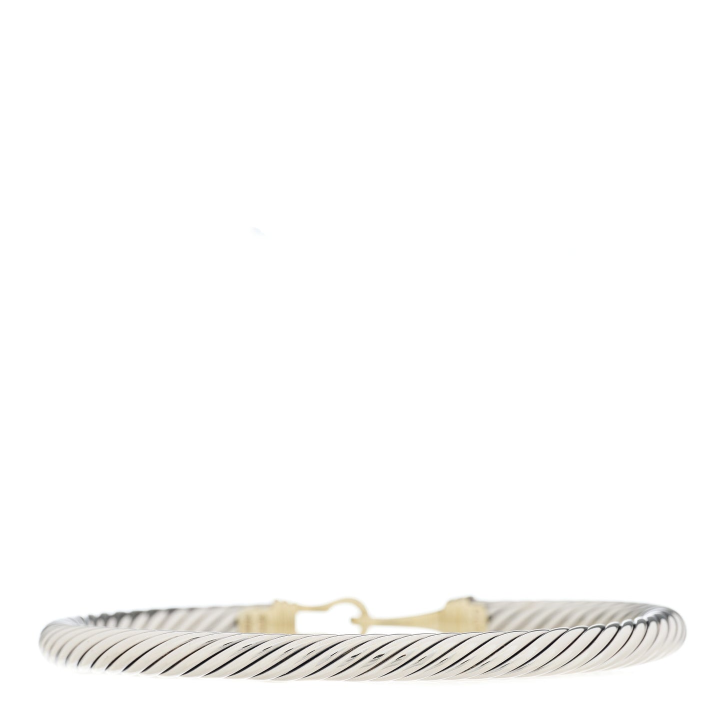 Sterling Silver 14K Yellow Gold 5mm Cable Classic Buckle Bracelet