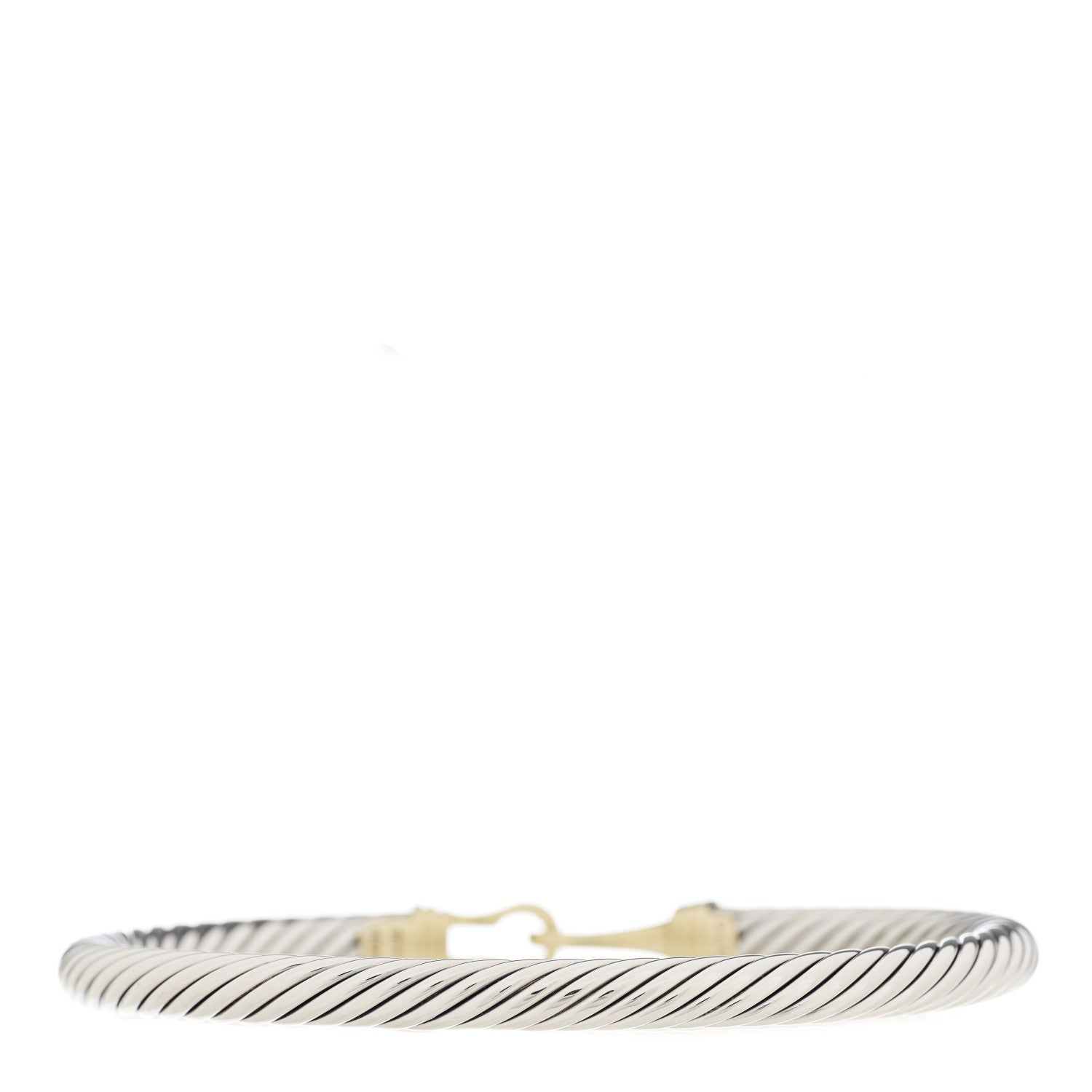 David Yurman Sterling Silver 14K Yellow Gold 5mm Cable Classic Buckle Bracelet 2 of 3