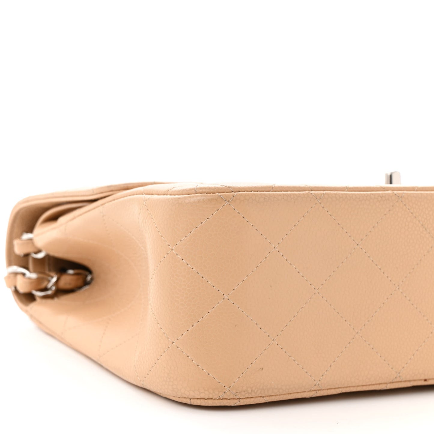 Caviar Quilted Jumbo Double Flap Beige