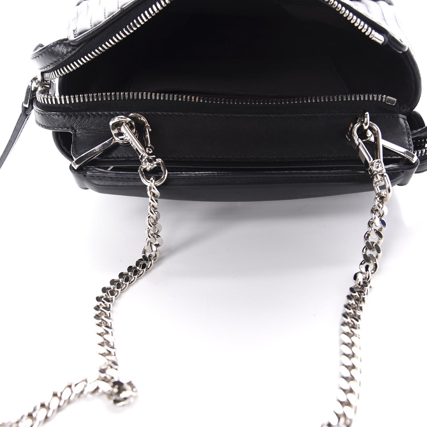 Shiny Nappa Trapuntata Small DotCom Click Top Handle Chain Satchel Black