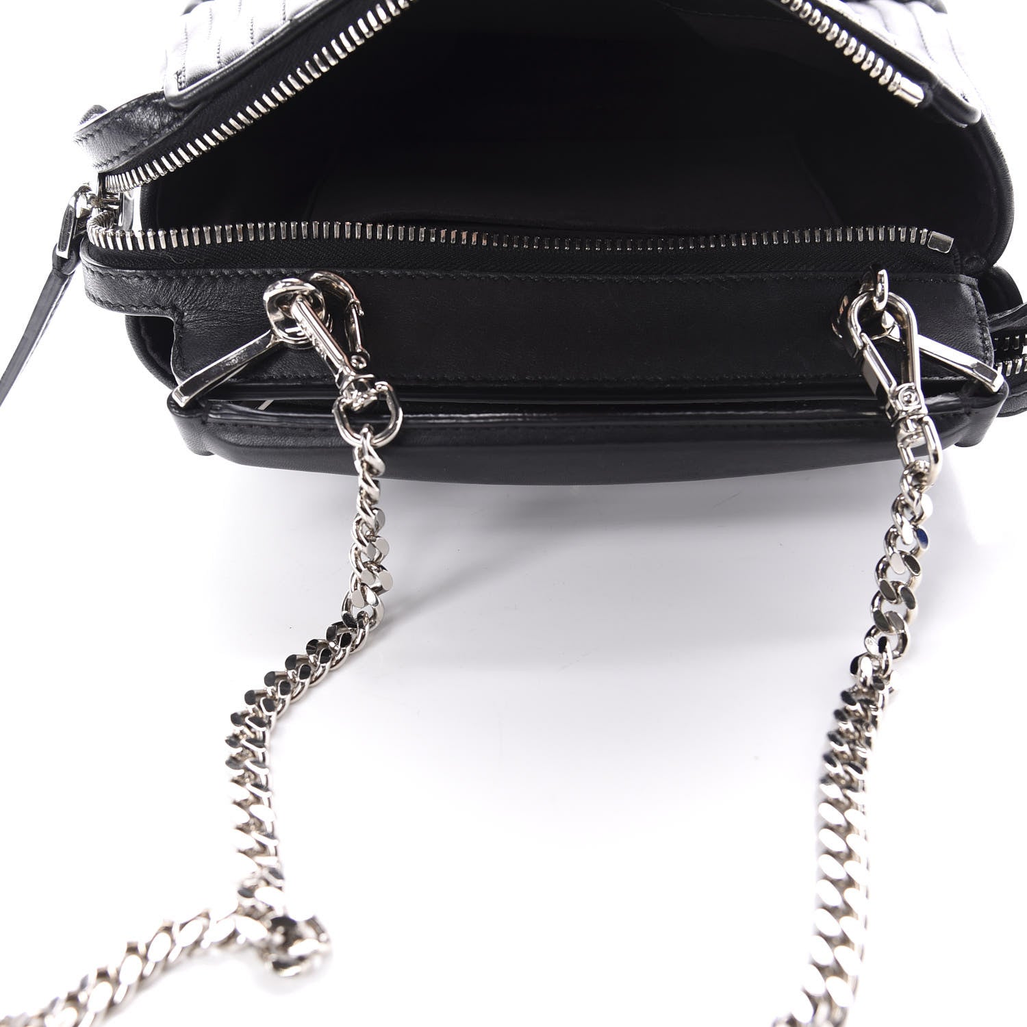 Fendi Shiny Nappa Trapuntata Small DotCom Click Top Handle Chain Satchel Black 5 of 11
