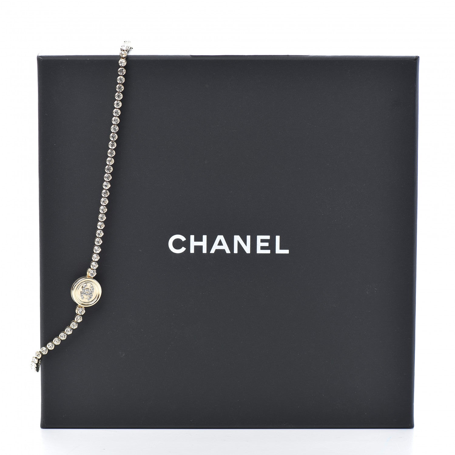 Chanel Crystal CC Chain Short Necklace Gold 5 of 5