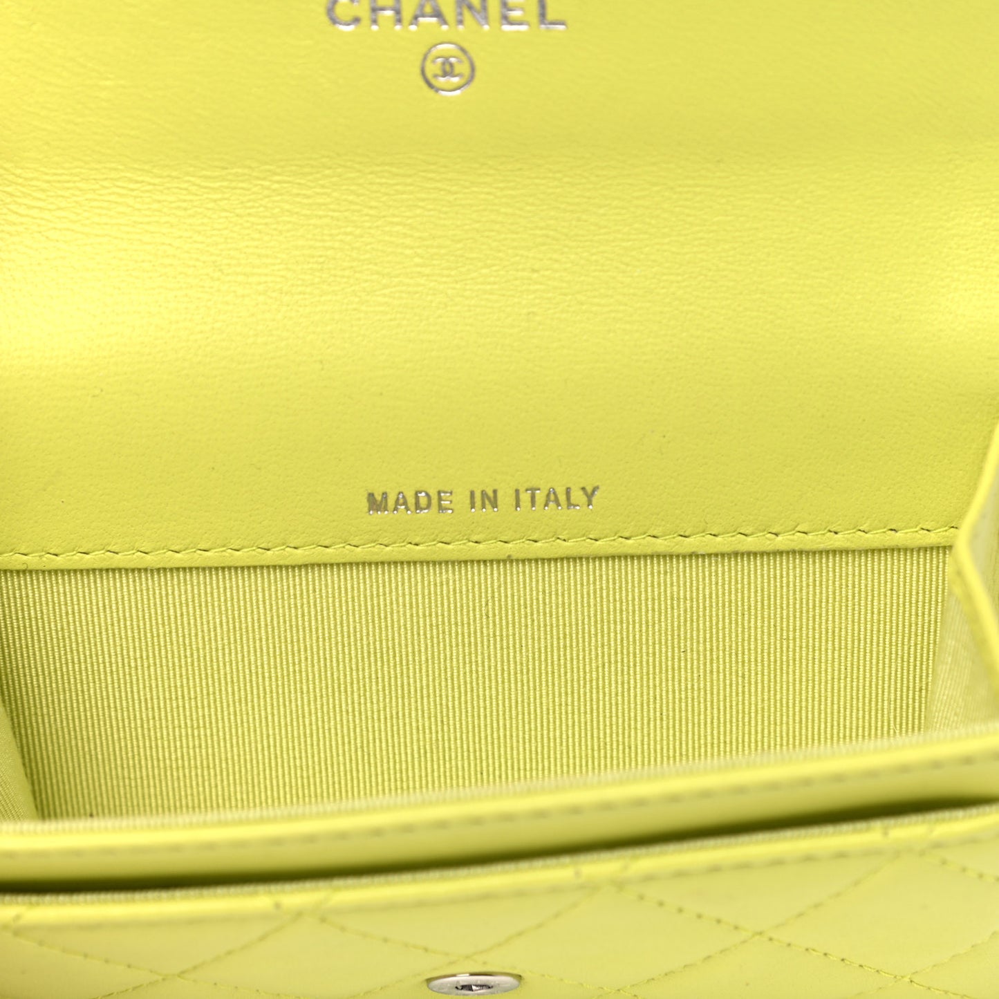 Lambskin Quilted Flap Card Holder Wallet Yellow