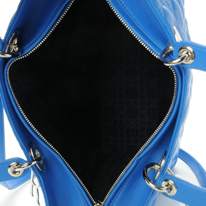 Christian Dior Lambskin Cannage Large Lady Dior Blue Persan 6 of 9