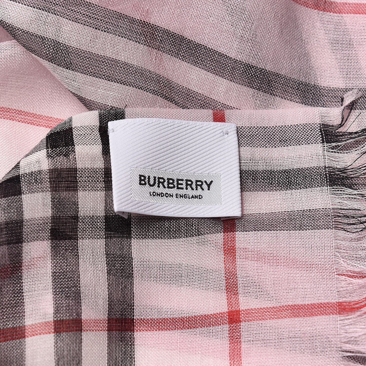 Wool Silk Gauze Vintage Check Scarf Alabaster Pink