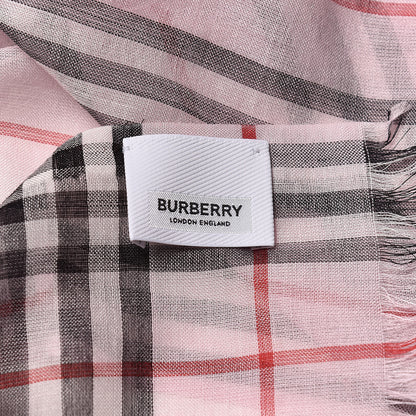 Burberry Wool Silk Gauze Vintage Check Scarf Alabaster Pink 4 of 5