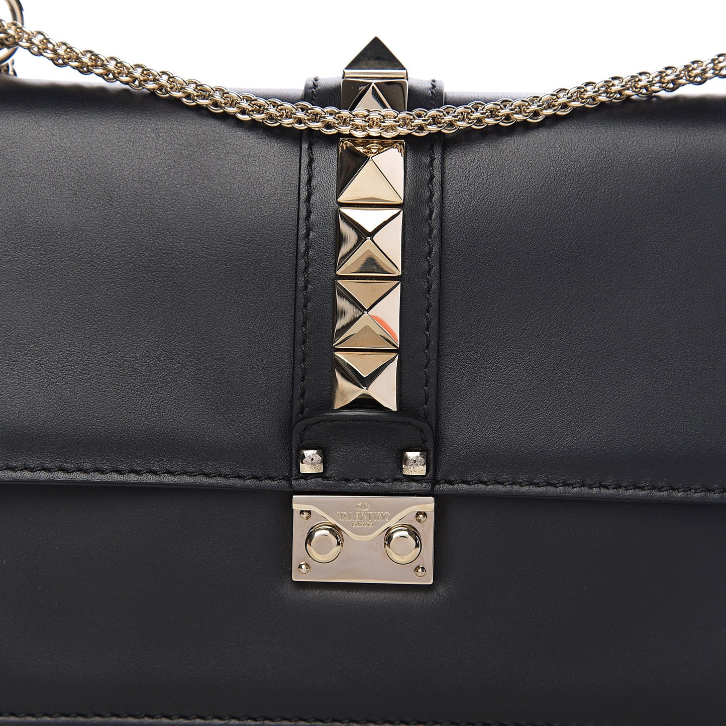 Vitello Medium Glam Lock Rockstud Flap Black