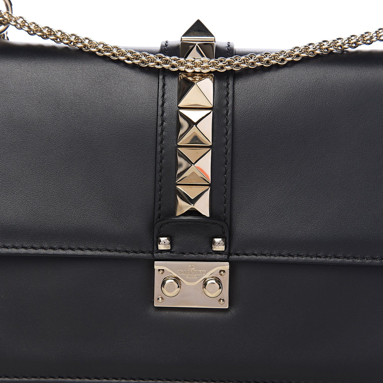 Valentino Garavani Vitello Medium Glam Lock Rockstud Flap Black 8 of 8