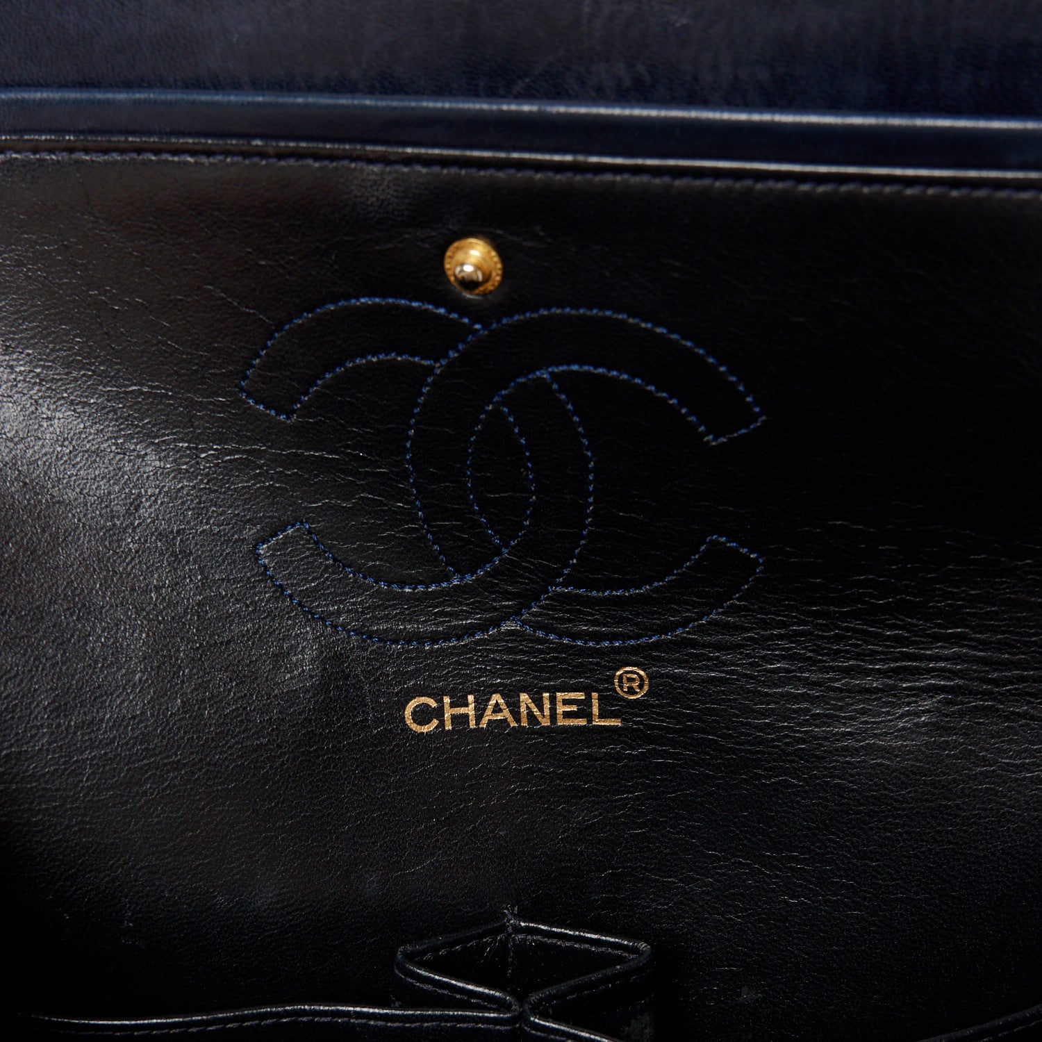 Chanel Lambskin Quilted Medium Double Flap Navy 6 of 14
