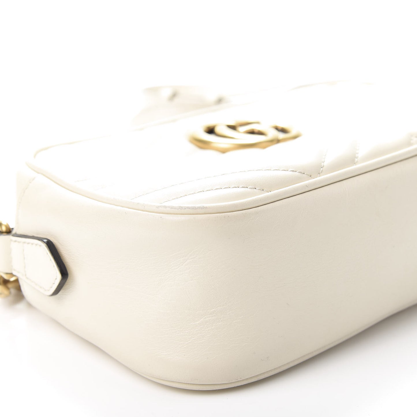 Calfskin Matelasse Small GG Marmont Chain Shoulder Bag White