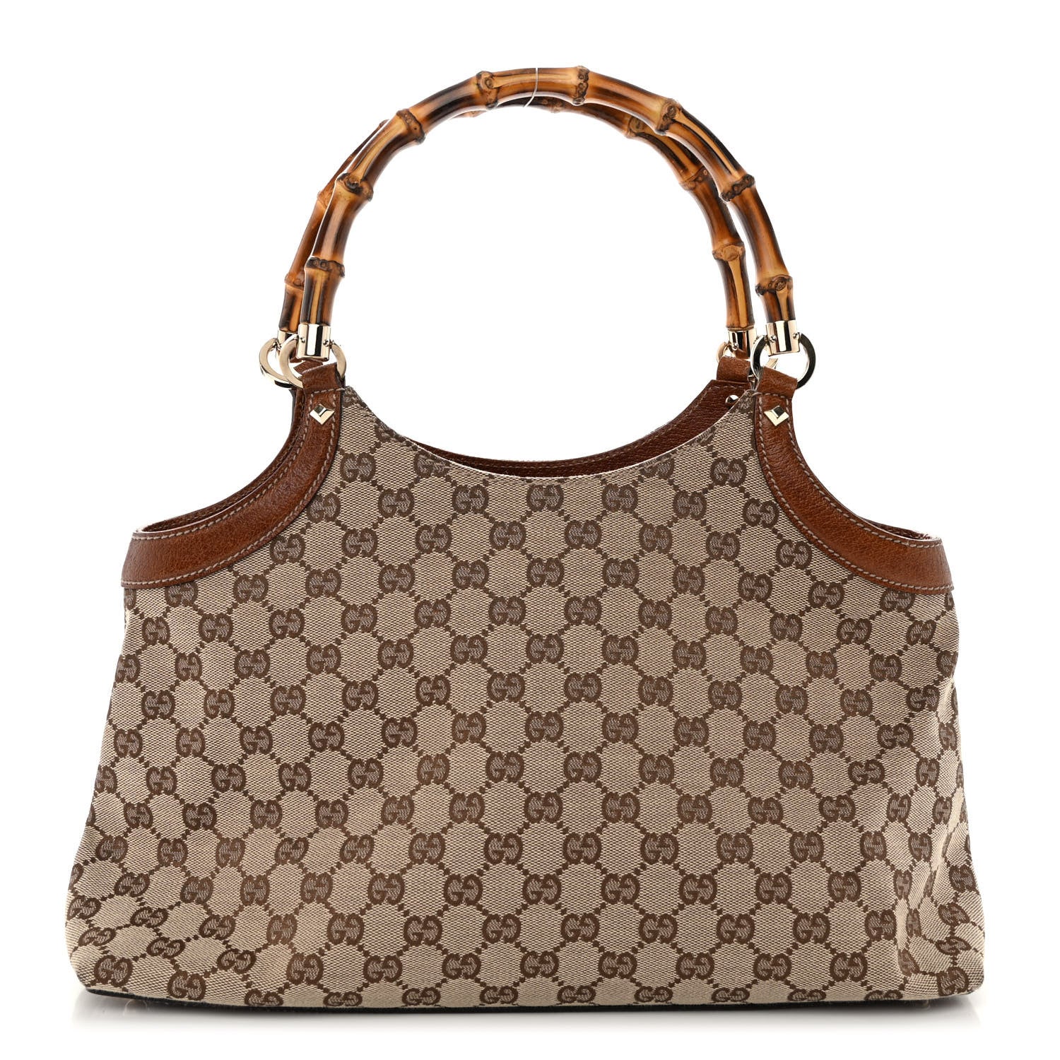 Gucci Monogram Bamboo Handle Bag Brown 1 of 10