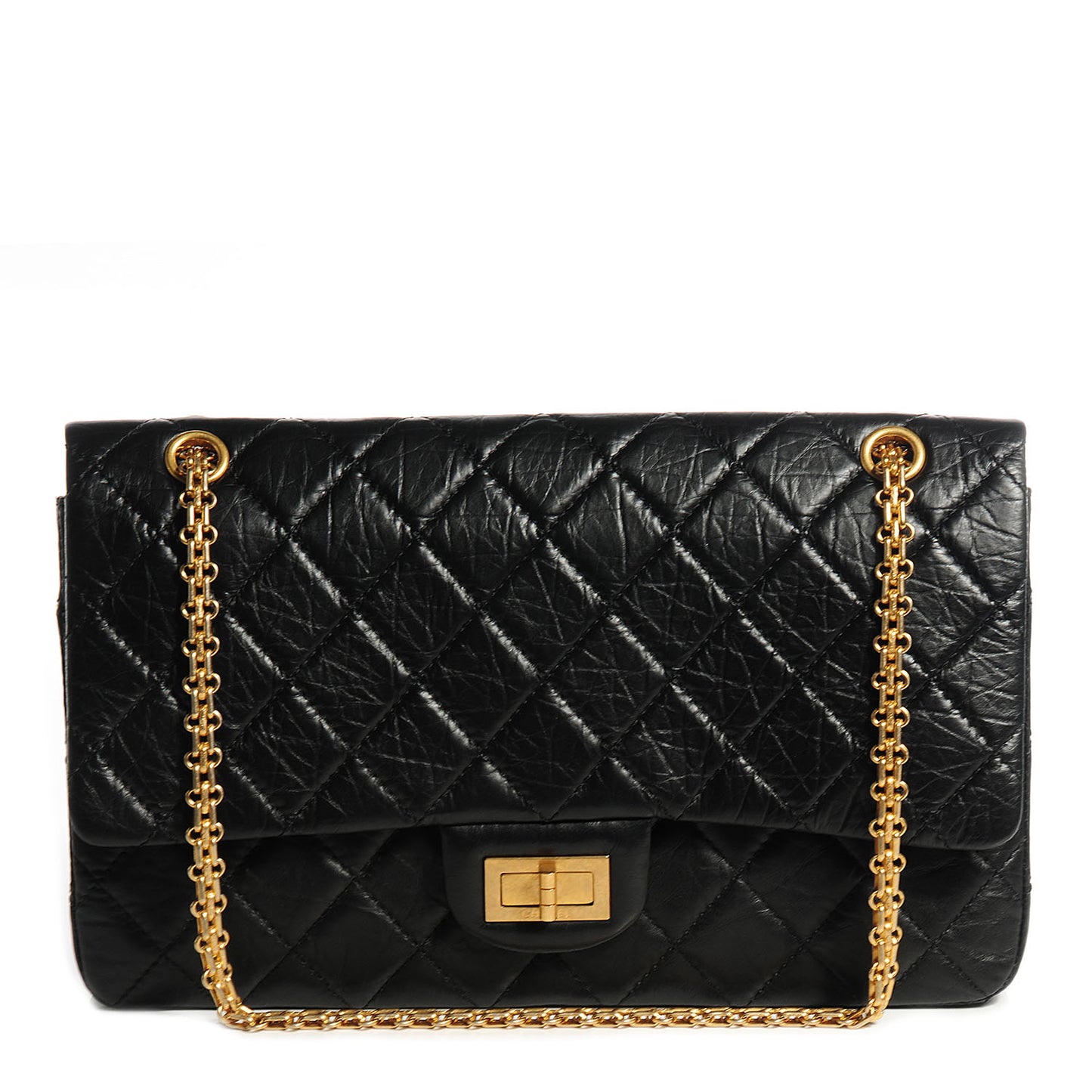 Aged Calfskin Quilted 2.55 Reissue 227 Flap Black