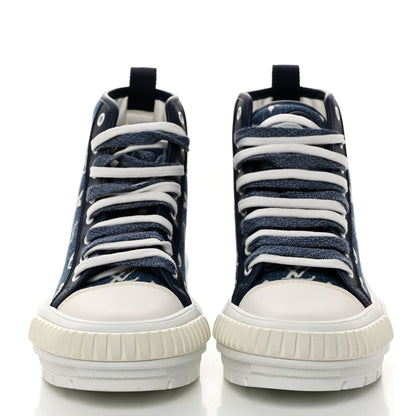 Louis Vuitton Denim Monogram Squad Sneaker Boots 38 Marine 2 of 9
