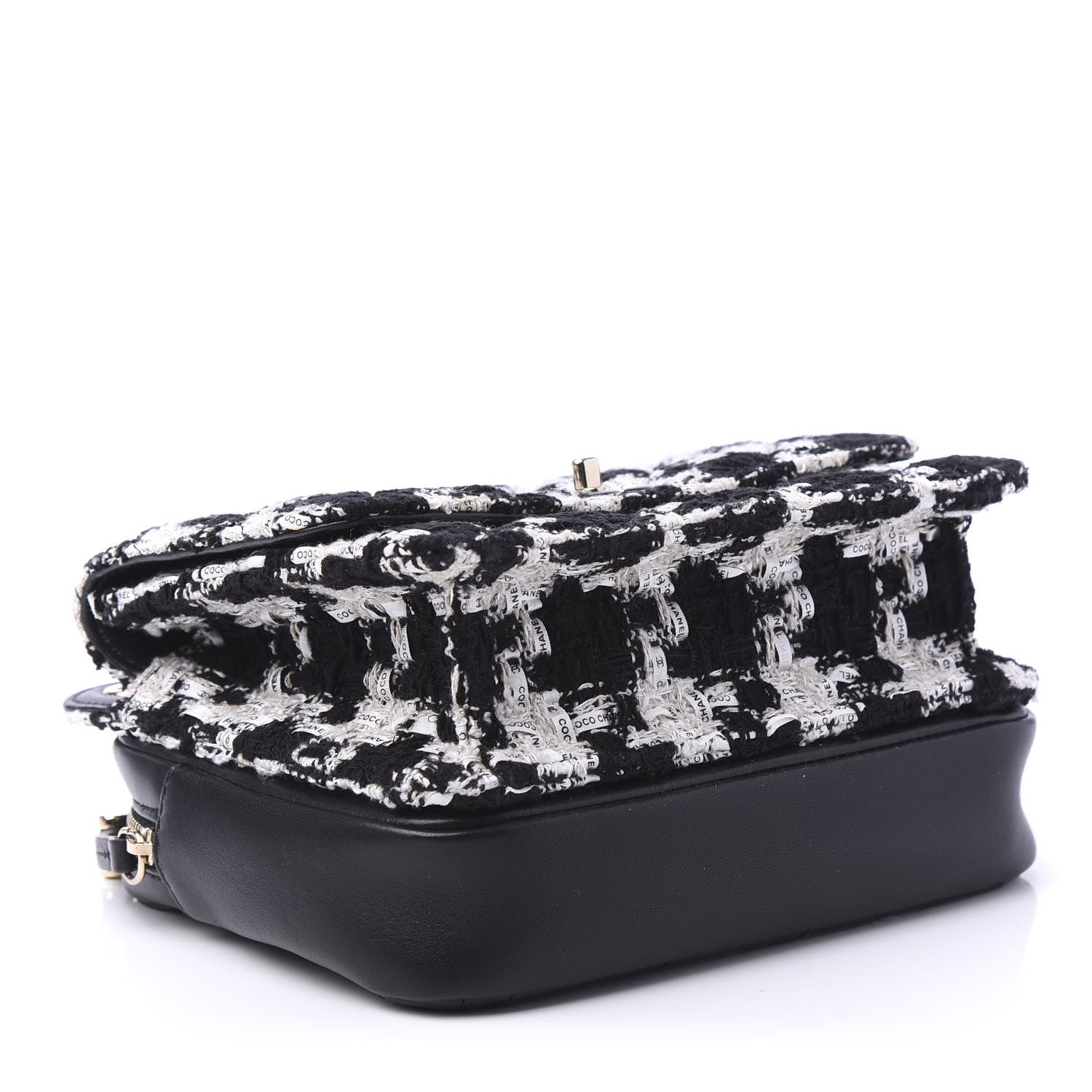 Chanel Tweed Lambskin Quilted Flap Black Ecru White 4 of 12