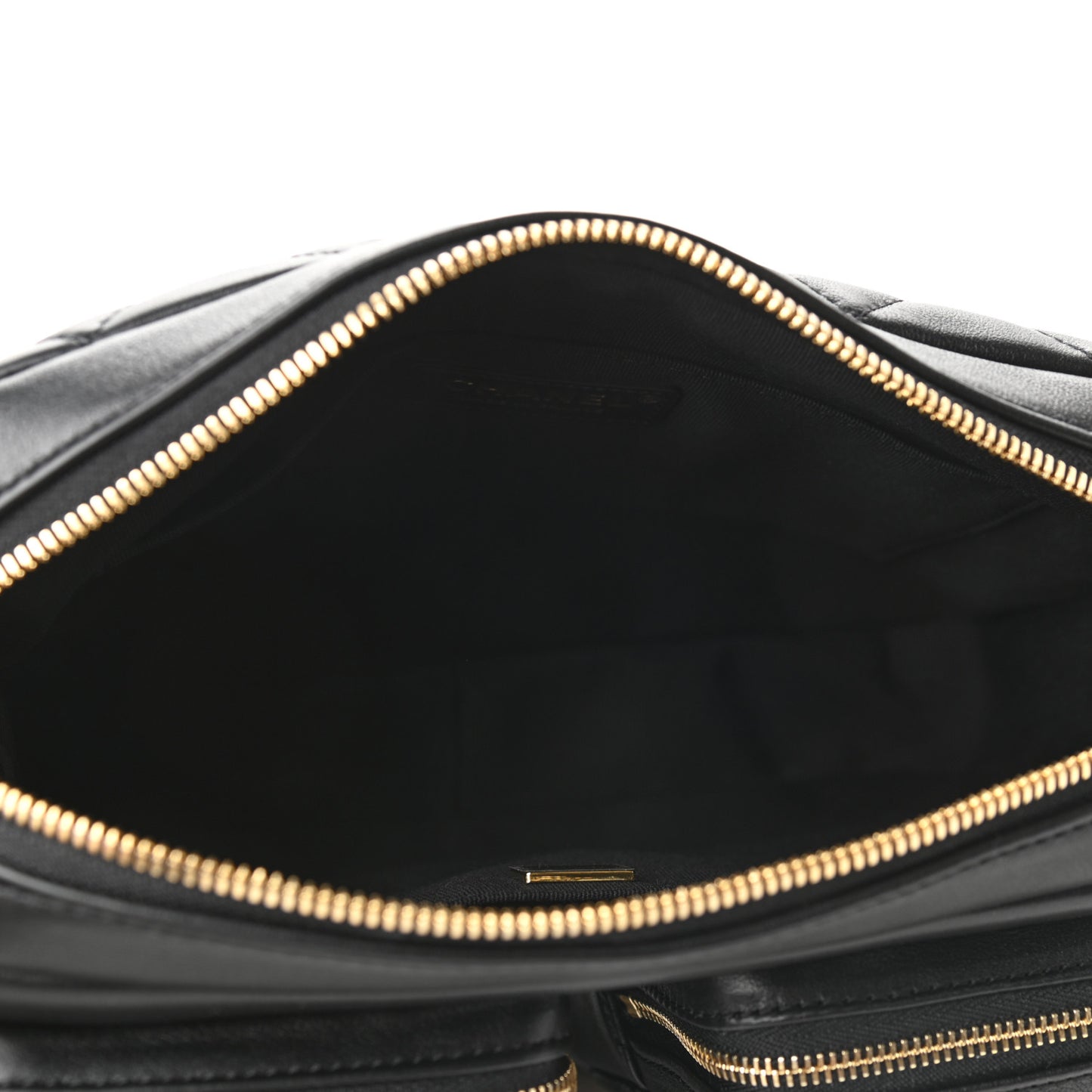 Calfskin Quilted Large Camera Case Black