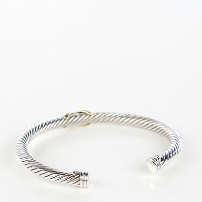 David Yurman Sterling Silver 14K Yellow Gold 5mm X Station Cable Bracelet 3 of 5