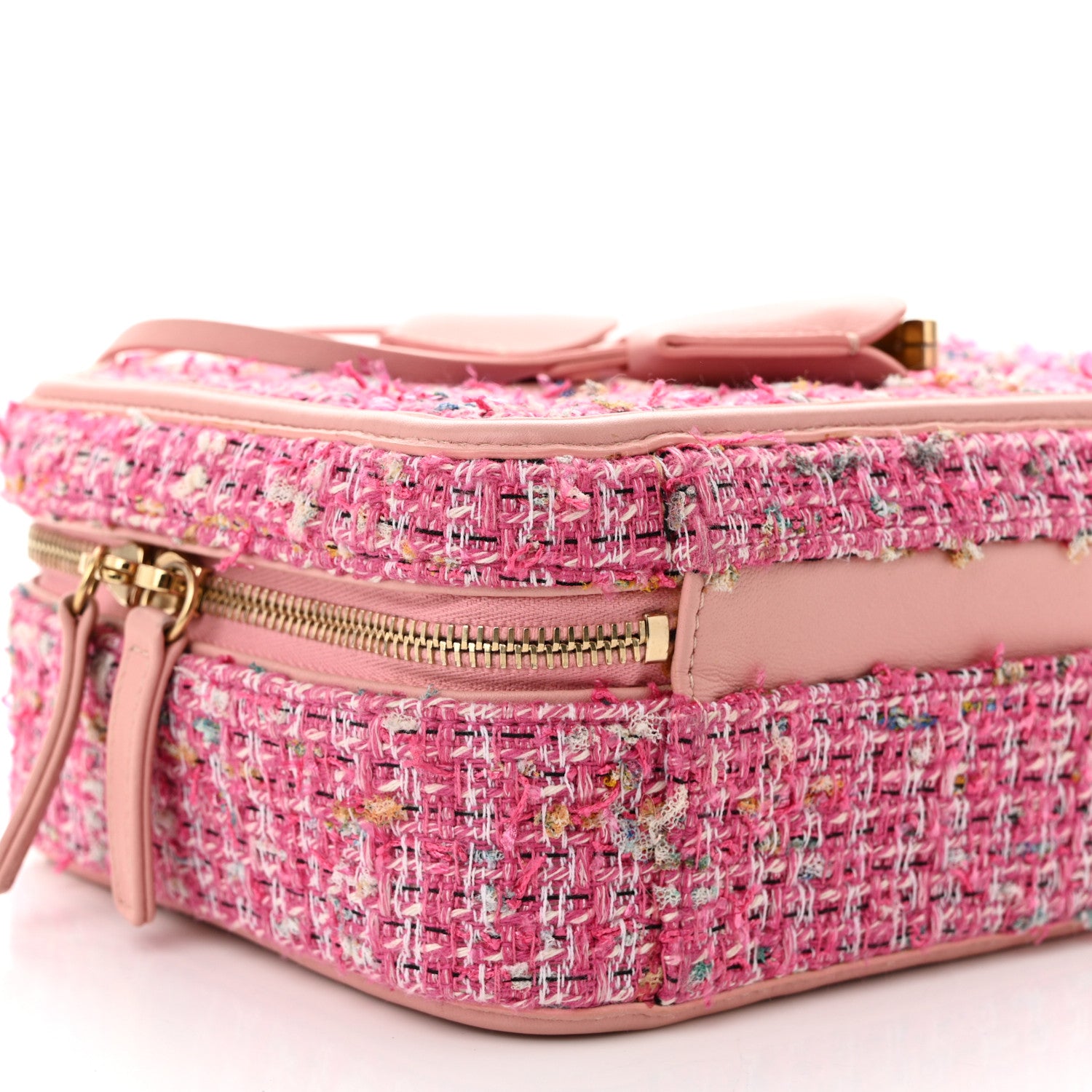 Chanel Tweed Quilted Medium CC Filigree Vanity Case Pink 9 of 10