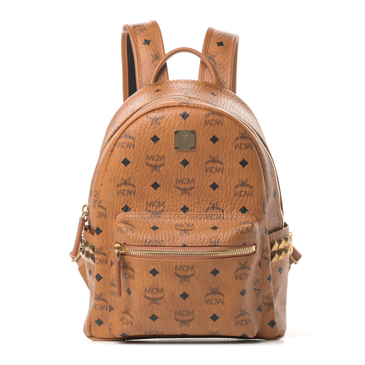 MCM Visetos Small Side Stud Stark Backpack Cognac 1 of 10