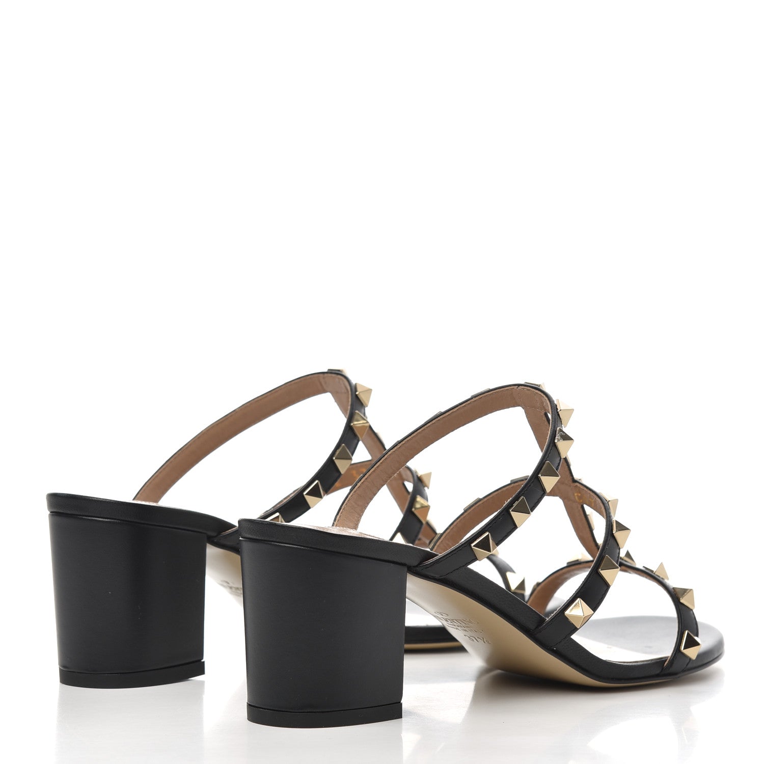 Valentino Garavani Calfskin Rockstud 60mm Caged Slide Sandals 37.5 Black 4 of 12