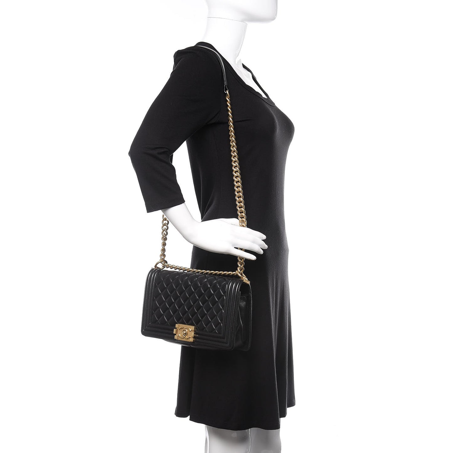 Lambskin Quilted Medium Boy Flap Black