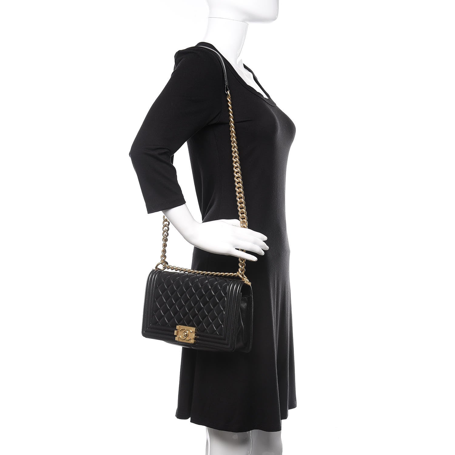 Chanel Lambskin Quilted Medium Boy Flap Black 2 of 14