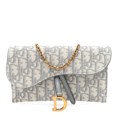 Christian Dior Oblique Saddle Chain Long Wallet Grey 1 of 11