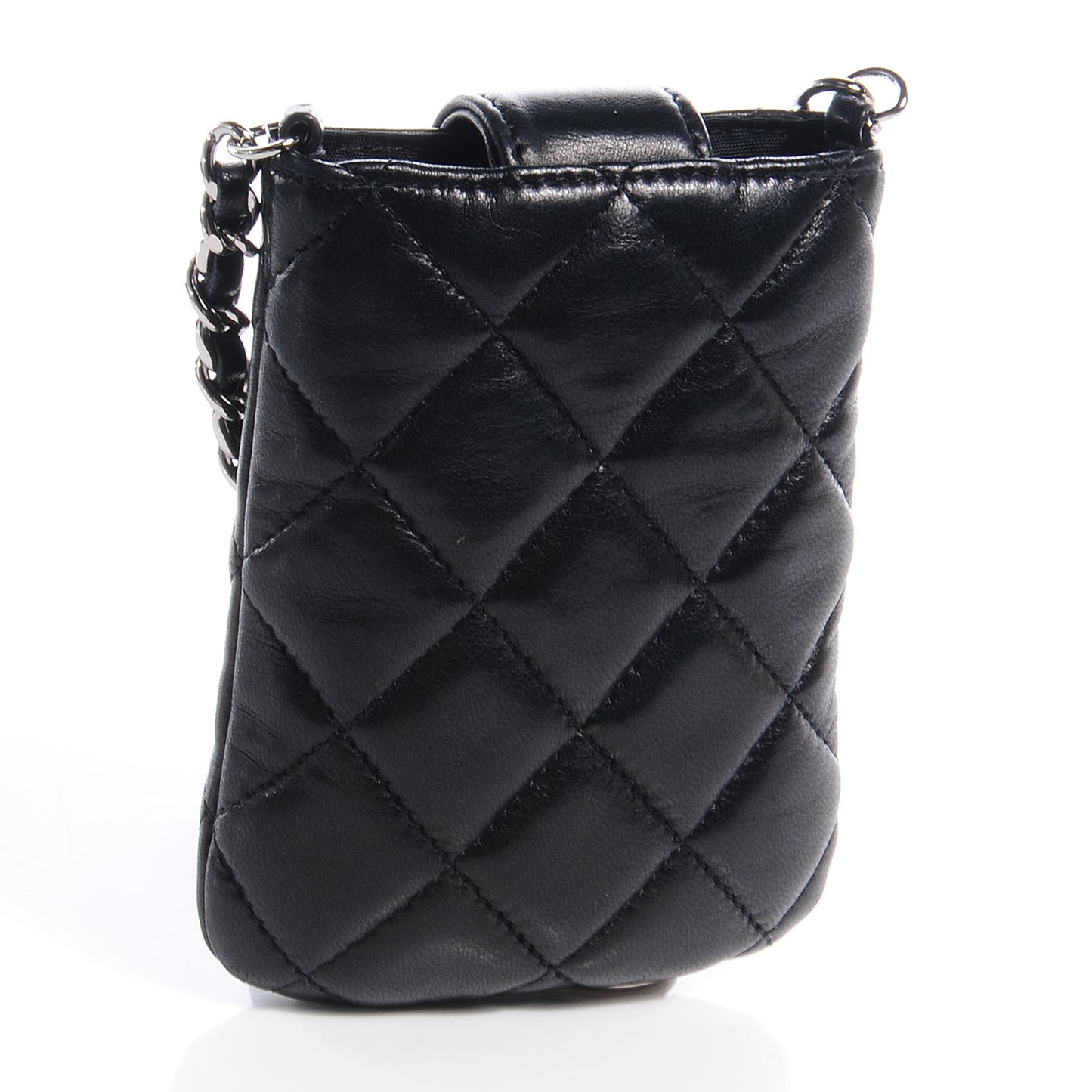 Lambskin Quilted Chain Phone Case Black