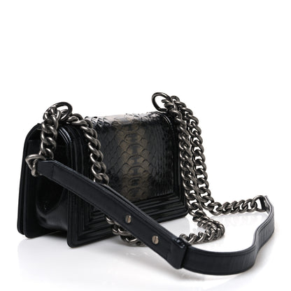 Chanel Patent Calfskin Snakeskin Small Boy Flap Black Silver 3 of 10