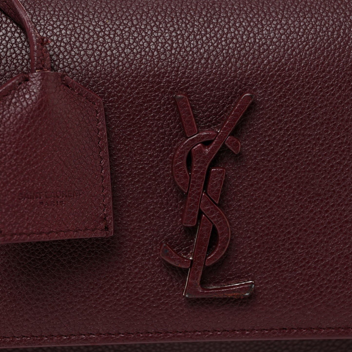 Calfskin Monogram Medium Sunset Satchel Rouge Legion