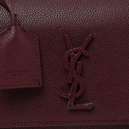 Saint Laurent Calfskin Monogram Medium Sunset Satchel Rouge Legion 8 of 15