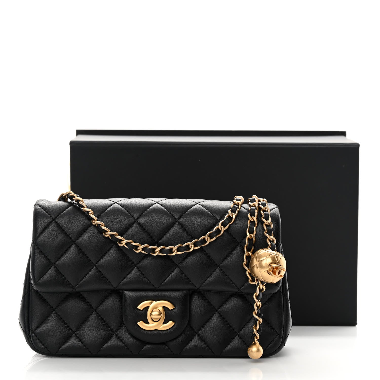 Chanel Lambskin Quilted Mini Rectangular Pearl Crush Flap Black 13 of 13