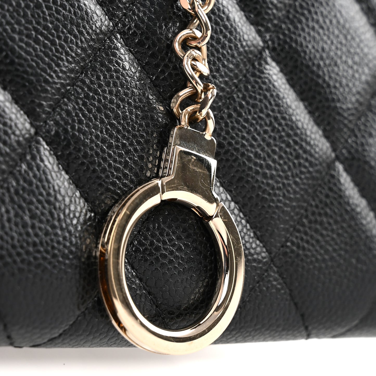 Caviar Quilted Zipped Key Holder Case Black
