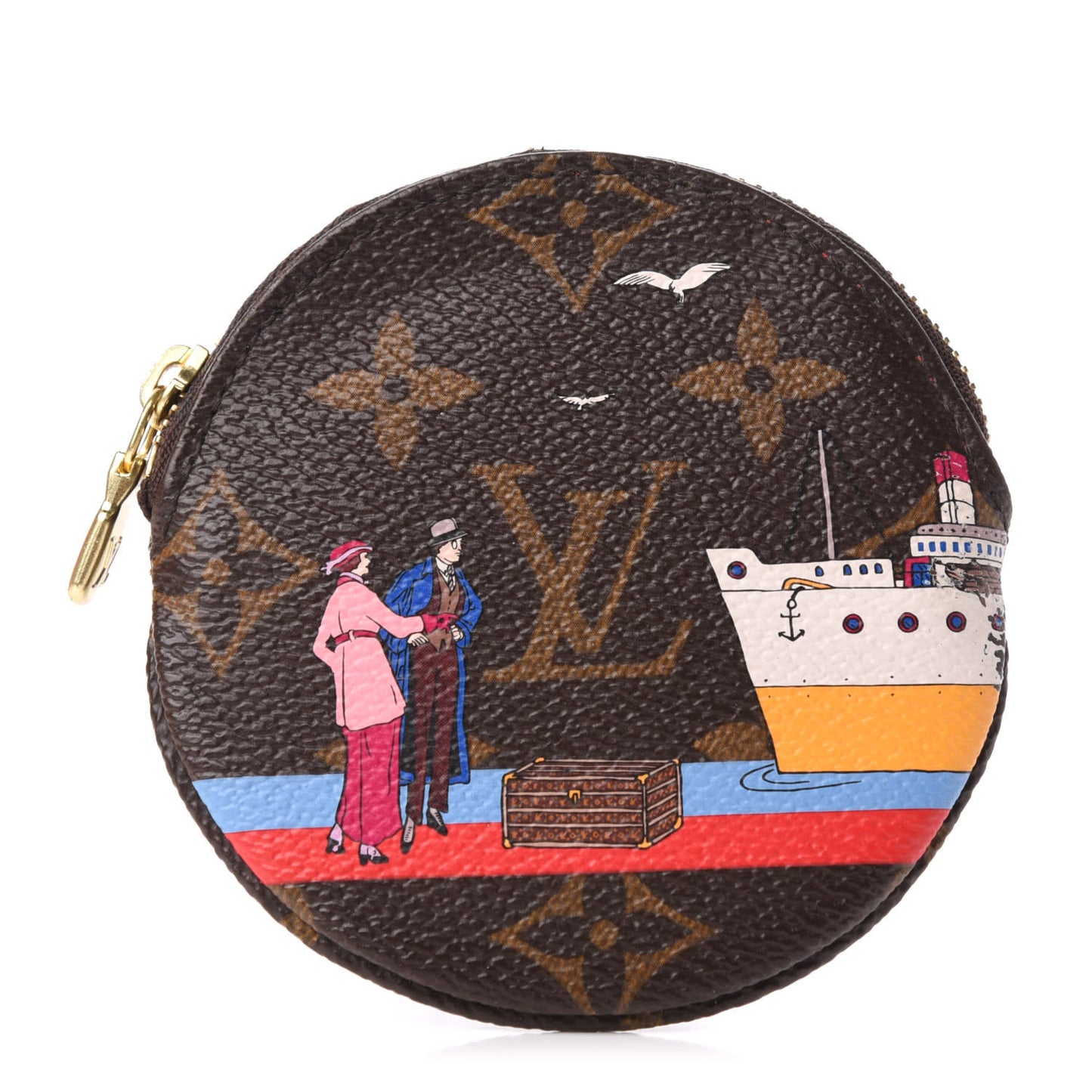Monogram 2016 Christmas Animation Round Coin Purse Rouge