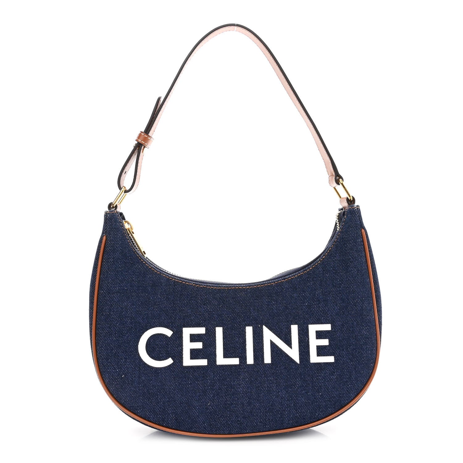 Celine Denim Ava Shoulder Bag Navy Tan 1 of 9