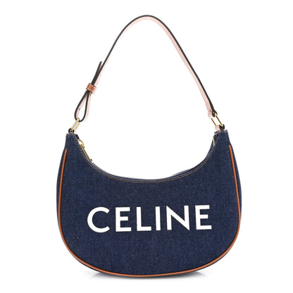 Celine Denim Ava Shoulder Bag Navy Tan 1 of 9