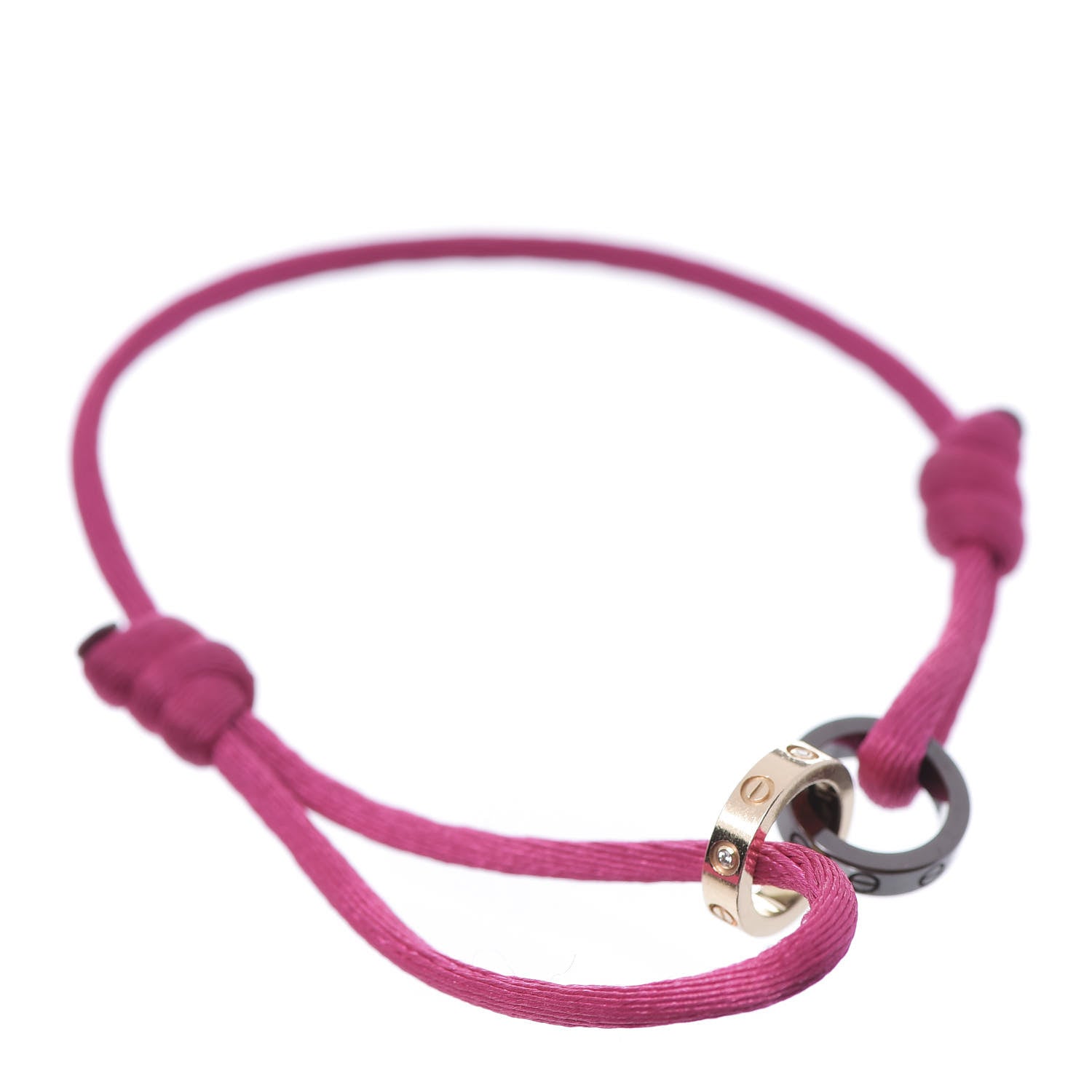 Cartier 18K Pink Gold Ceramic 4 Diamond LOVE Cord Bracelet Hot Pink 1 of 8