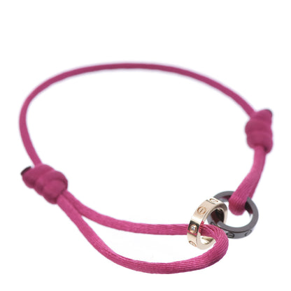 Cartier 18K Pink Gold Ceramic 4 Diamond LOVE Cord Bracelet Hot Pink 1 of 8